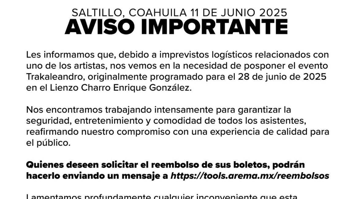 $!La nueva fecha no se ha dado a conocer.