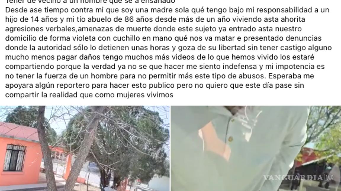$!Isabel Sánchez Torres denuncia públicamente el acoso y las amenazas que ha sufrido por parte de su vecino en Piedras Negras.