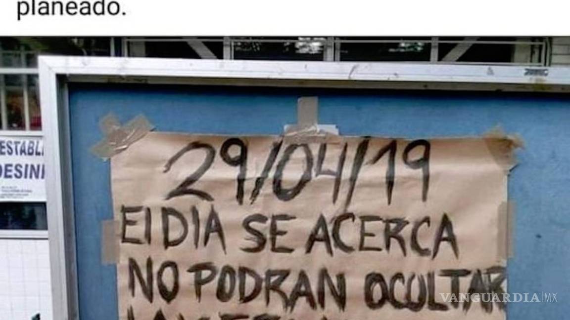 $!Difunden cartel con supuesta amenaza en el CCH Oriente donde asesinaron a estudiante