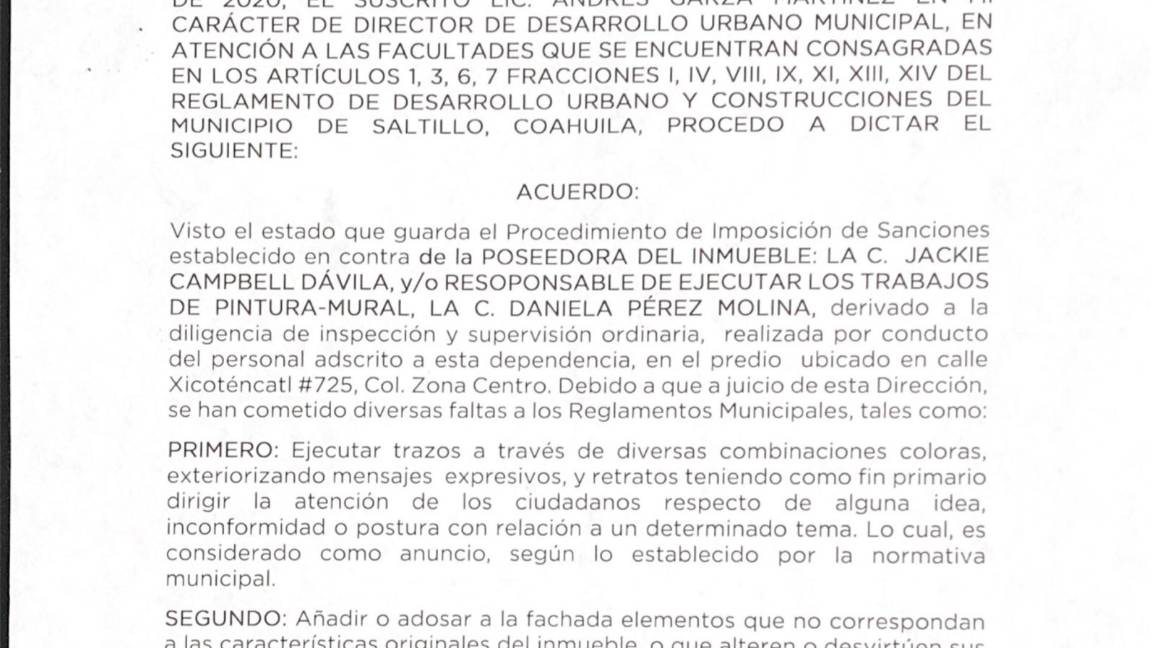 $!Inician procedimiento sancionador por mural que exige justicia por feminicidios