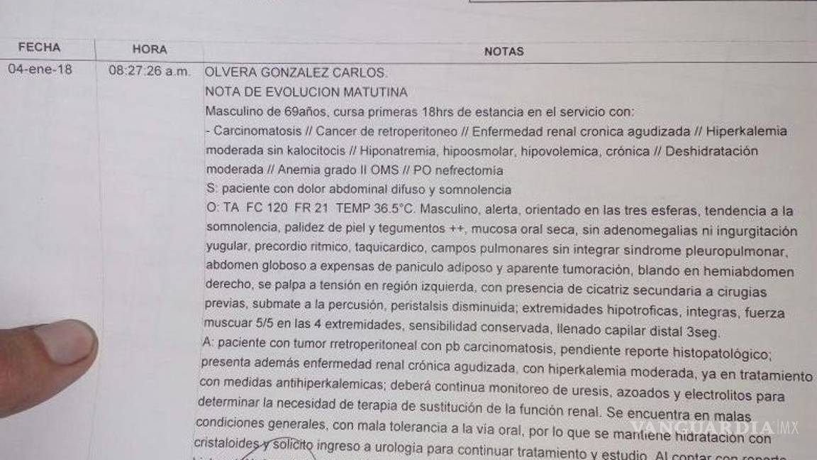 $!En el IMSS fue engañado, le dijeron que le habían extirpado un tumor, sólo hicieron una biopsia