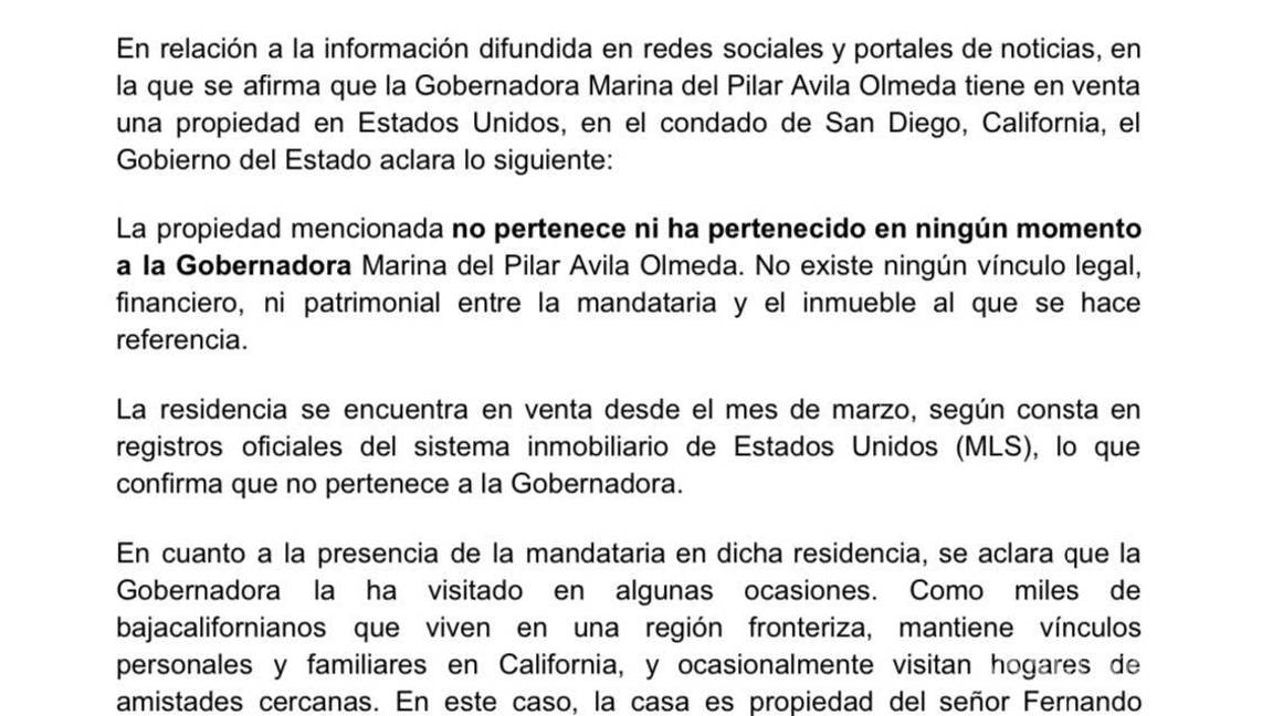 $!Baja California desmiente que Marina del Pilar sea dueña de mansión de 4.5 mdd en EU