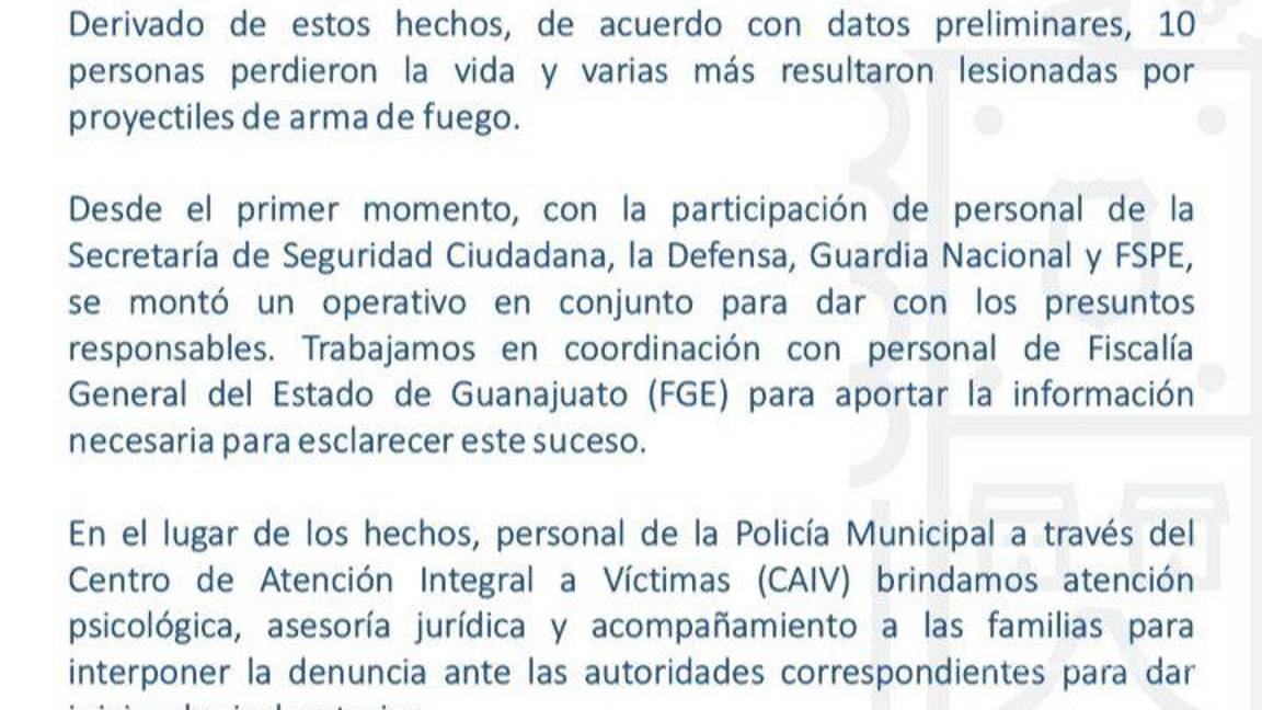 $!Masacre en fiesta patronal en Irapuato fue grabada en vivo; suman 11 muertos, entre ellos un menor
