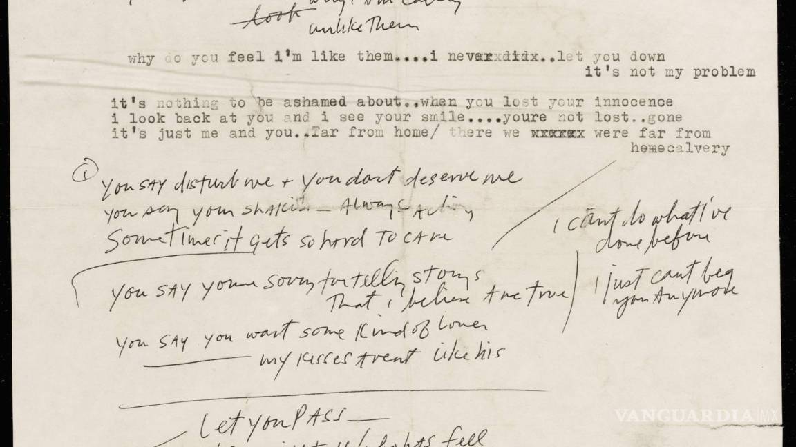 $!Un raro manuscrito con letras del "Blonde on Blonde" de Bob Dylan es subastado por Sotheby's