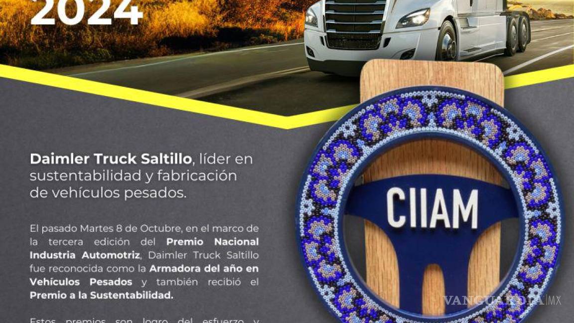 Por su visión estratégica Daimler Truck Saltillo es galardonada por INA