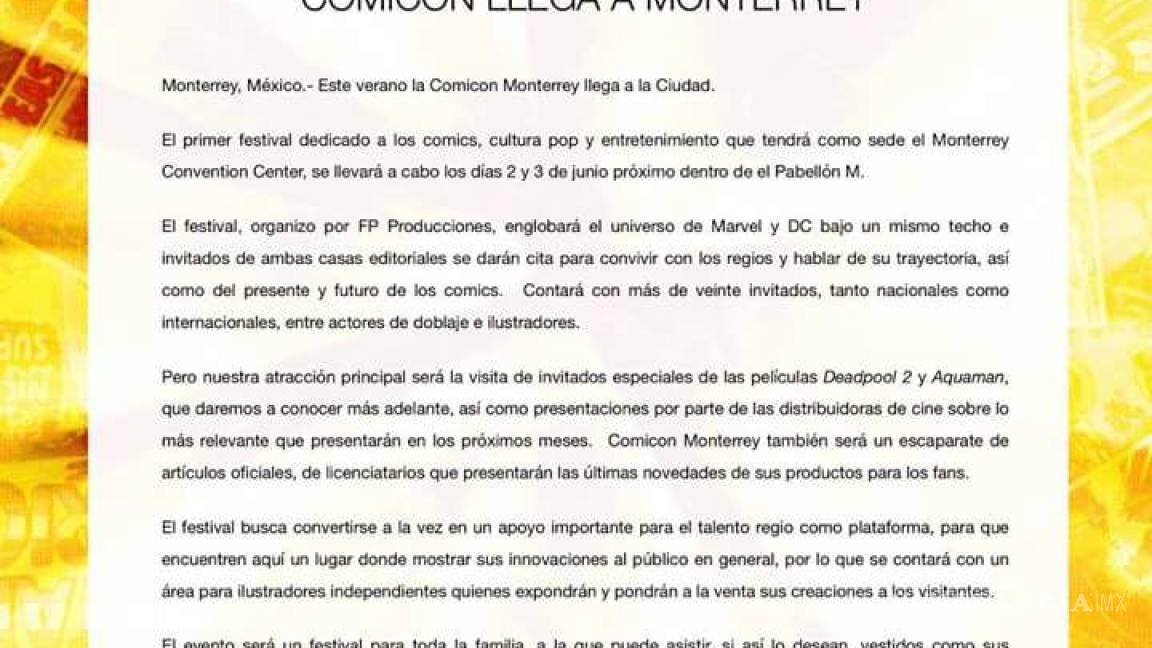 $!¡Habrá Comic Con en Monterrey!