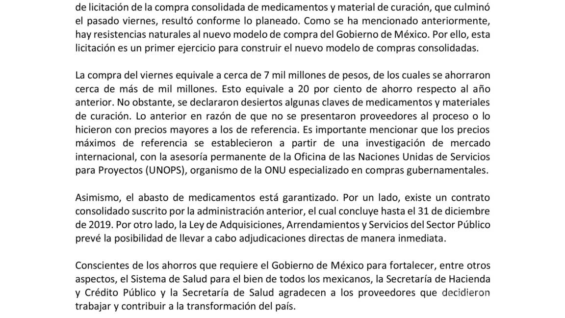 $!Reporta SHCP ahorro de mil mdp en licitación de medicinas pero declara desiertas algunas fórmulas