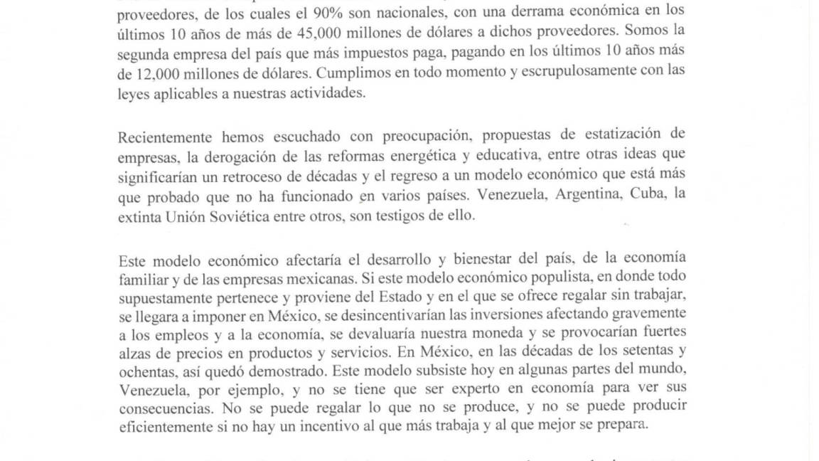 $!Grupo México llama a empleados a no votar por un gobierno populista