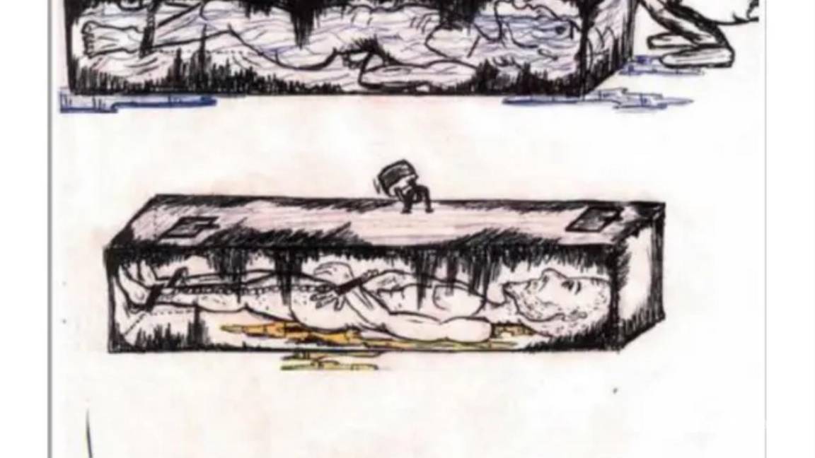 $!Abu Zubaydah, conocido como el “prisionero eterno”, preso en Guantánamo desde 2006, muestra en dibujos la tortura a la que fue sometido por la CIA.