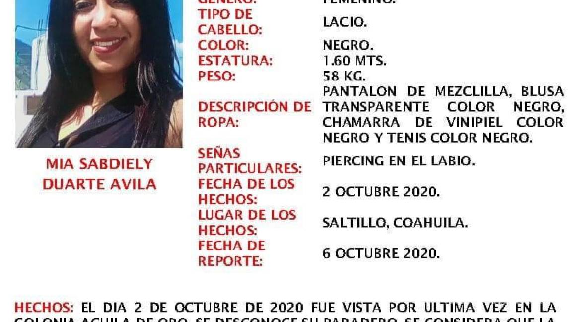 Activa FGE de Coahuila protocolo Alba por desaparición de menor de 15 años