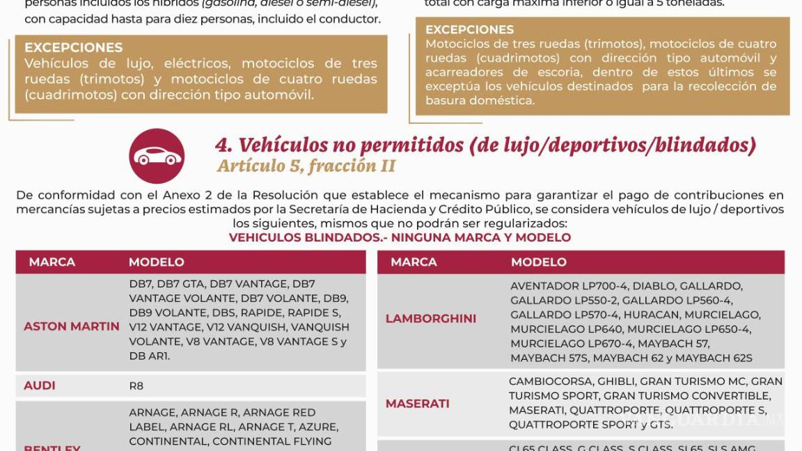 $!Endurecen regulaciones para los autos ‘chocolate’ en México: Qué modelos no podrán ser legalizados