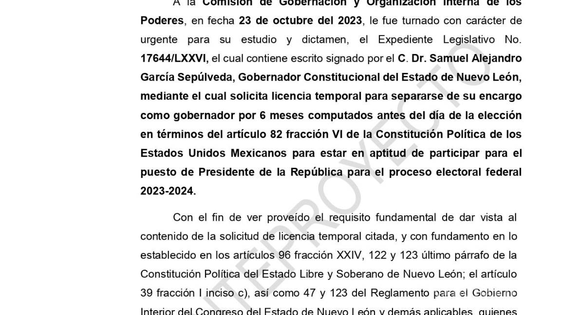 $!Dictamen de la Comisión de Gobernación del Congreso de Nuevo León.