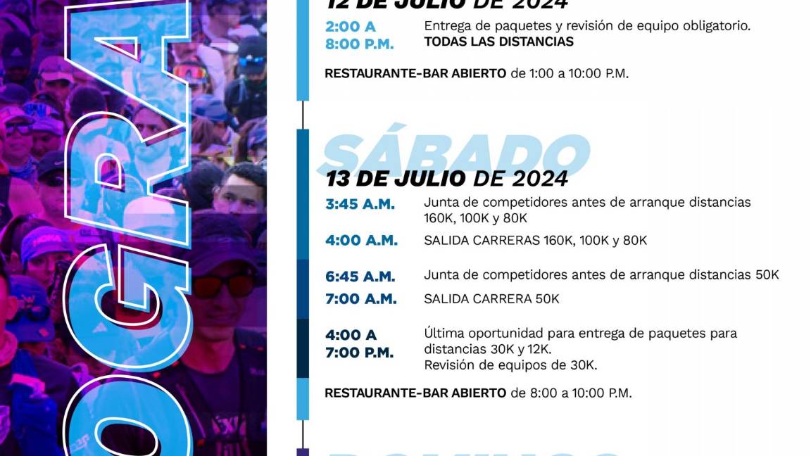 $!Así serán los horarios de competencias, entrega de kits y juntas de información para el Ultra de Coahuila 2024.
