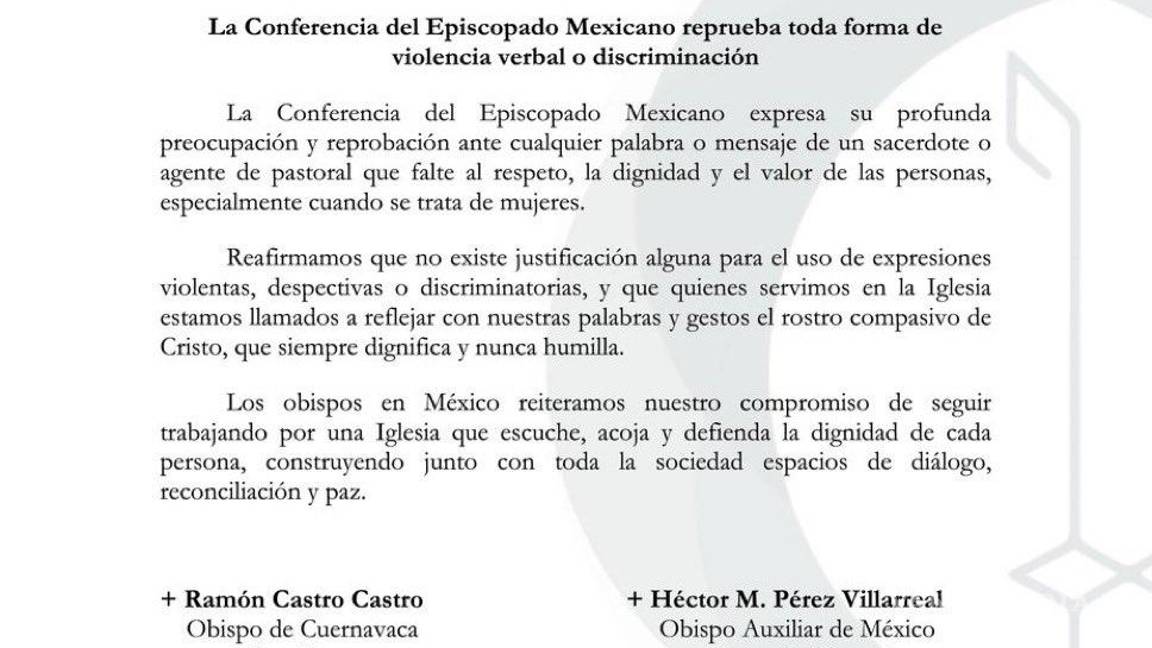 $!Posicionamiento contra las declaraciones de ‘El Padre Pistolas’.