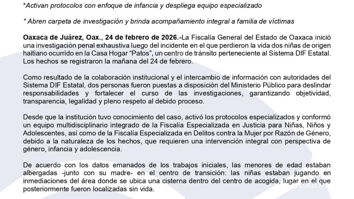 $!Mueren hermanas haitianas en cisterna de albergue del DIF Oaxaca; Fiscalía investiga los hechos
