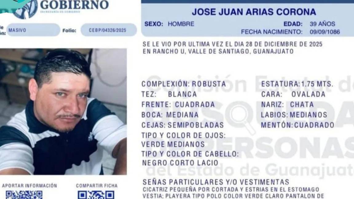 $!Vinculan a proceso a tres personas por desaparición del padre buscador José Juan Arias Corona en Guanajuato
