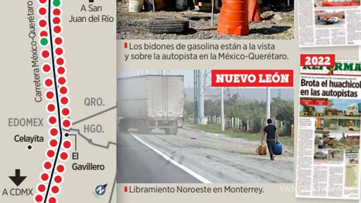 $!Denuncian que venden huachicol cada 100 metros en la carretera México-Querétaro