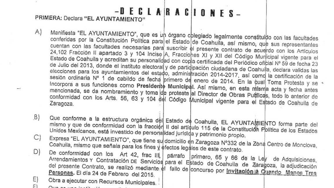 $!Alfredo Paredes, alcalde de Monclova entrega 90 mdp a su constructora favorita, Hevil Construcciones