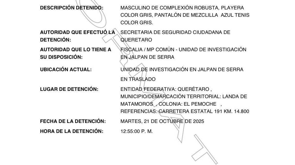 $!Detienen en Querétaro a director del DIF de Pisaflores, Hidalgo, acusado de delitos contra la salud