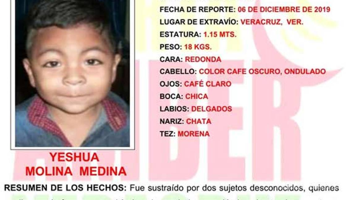 Alerta Amber: Yeshua de 5 años fue robado cuando jugaba en Veracruz; Fiscalía no permitió a familia realizar denuncia