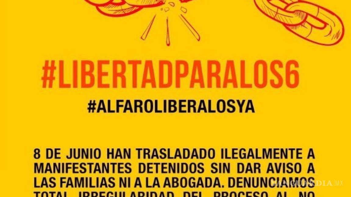 Piden en redes #LibertadParaLos6 detenidos durante protestas en Jalisco... mientras son trasladados a Puente Grande