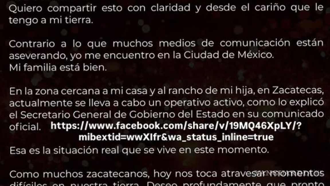 $!Detienen célula criminal tras ataque armado cerca de propiedad de Pepe Aguilar en Zacatecas