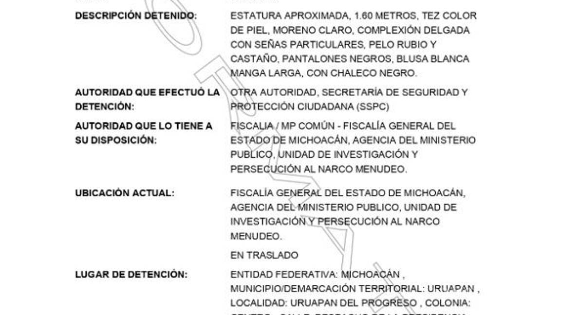 $!SSPC detuvo a Yesenia ‘N’, secretaria de Grecia Quiroz, por asesinato del alcalde Carlos Manzo en Uruapan
