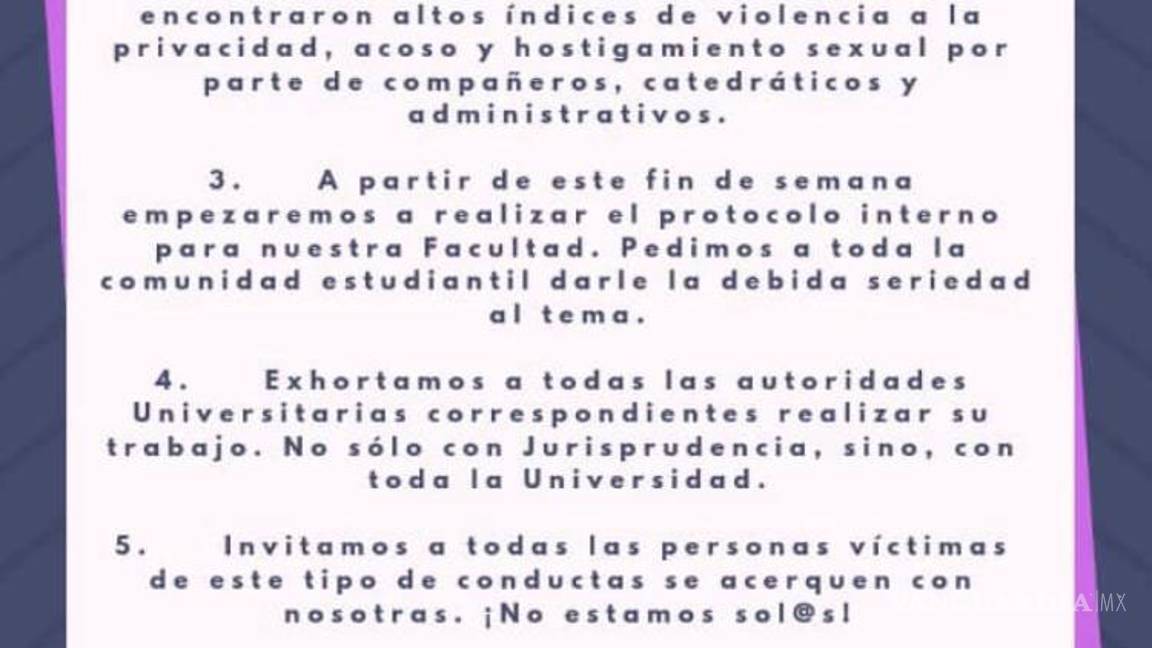 $!En Saltillo alumno de la Facultad de Jurisprudencia de la UAdeC acusado de violación se burla en redes