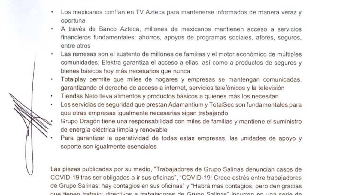 $!Grupo Salinas aclara que aplica “aislamiento selectivo”, y compró gel y cubrebocas para empleados