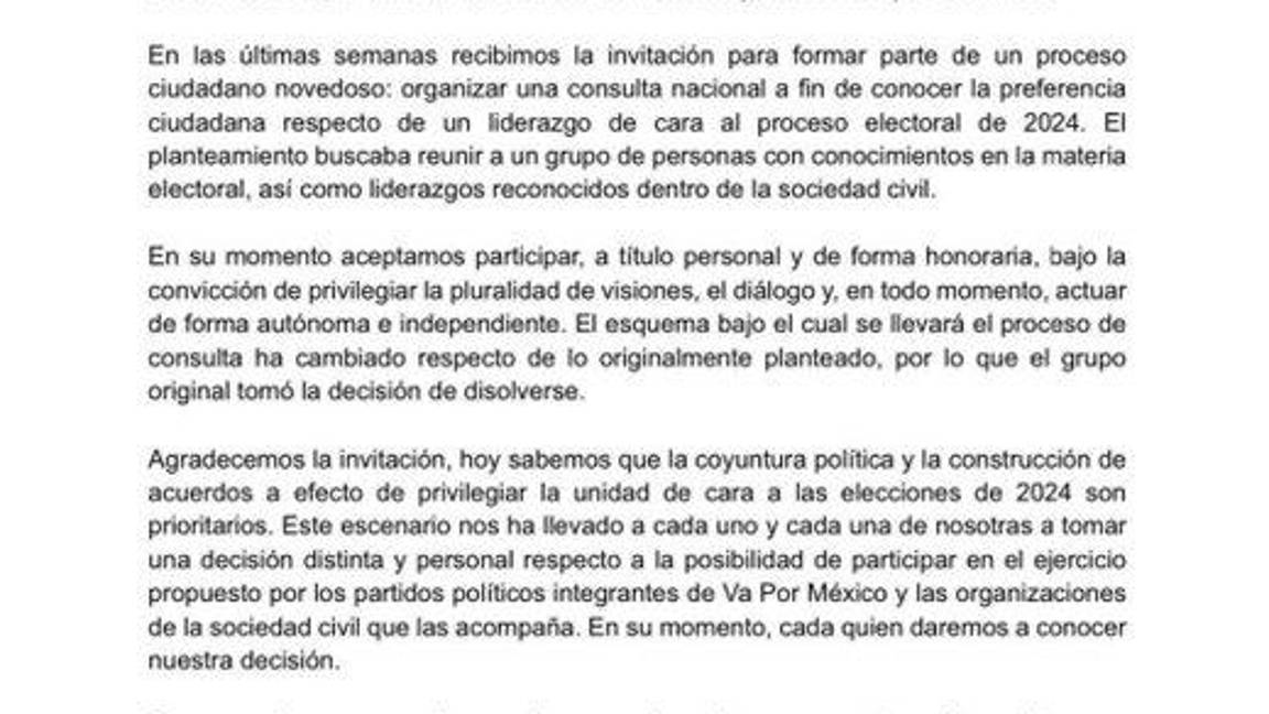 $!Ex consejeros y ex magistrados no participarán en proceso de elección del Frente Amplio