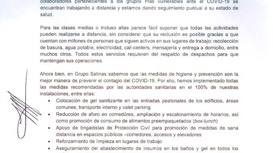 $!Grupo Salinas aclara que aplica “aislamiento selectivo”, y compró gel y cubrebocas para empleados