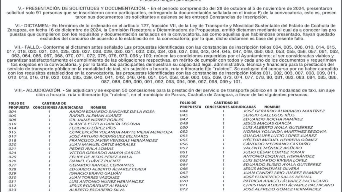 $!Señalan a Gil Núñez, dirigente de la CTM en Parras, y al secretario del Ayuntamiento, Arturo Almanza, como responsables de otorgar concesiones de taxis de manera irregular.