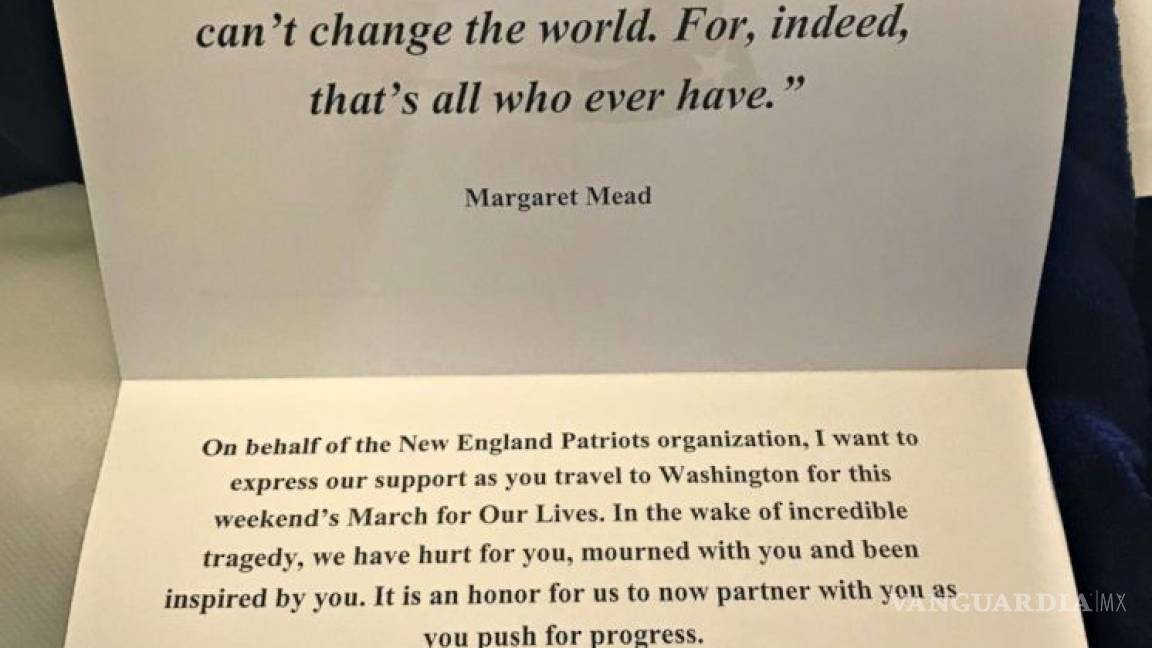 $!Patriots prestan su avión a supervivientes de tiroteo para ir a marcha en Washington