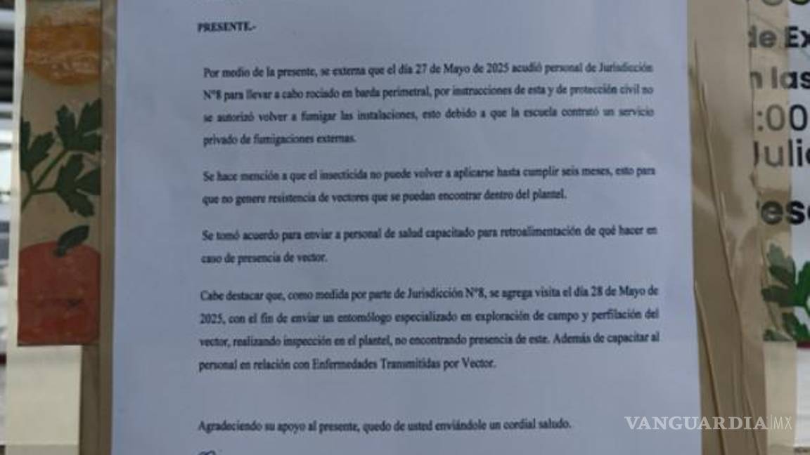 $!Pese a que la Secretaría de Salud realizó una inspección con apoyo de un entomólogo, no se encontró evidencia de infestación por garrapatas o chinches en el plantel.