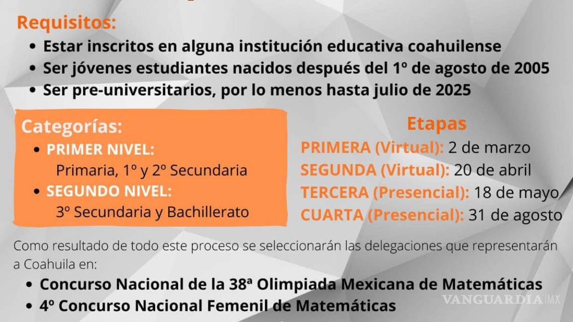 Invita UAdeC a participar en la Olimpiada Mexicana de Matemáticas (etapa Coahuila)