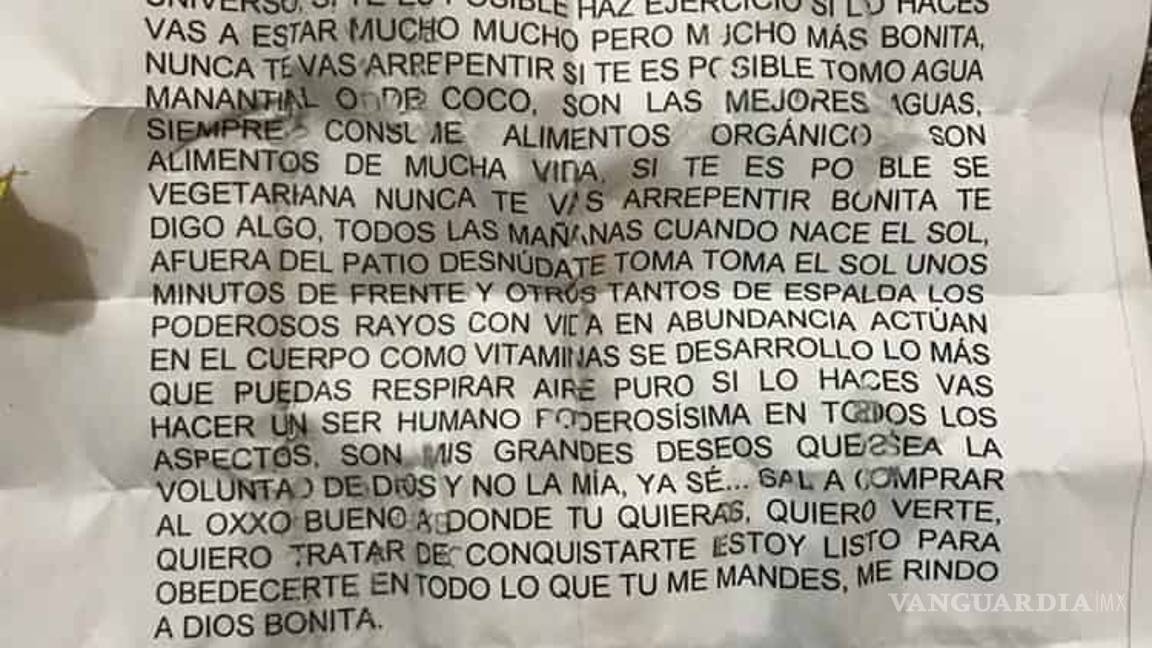 $!"Hola bonita, soy tu vecino quiero ser tu amigo secreto", acosador deja dinero y una carta a joven
