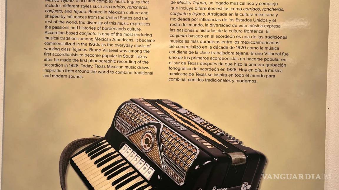 $!Cartel sobre el renacimiento fronterizo de la música tejana de la muestra 'Vida y muerte en la frontera 1910-1920' en la sede del Museo de Historia en Bullock Texas.