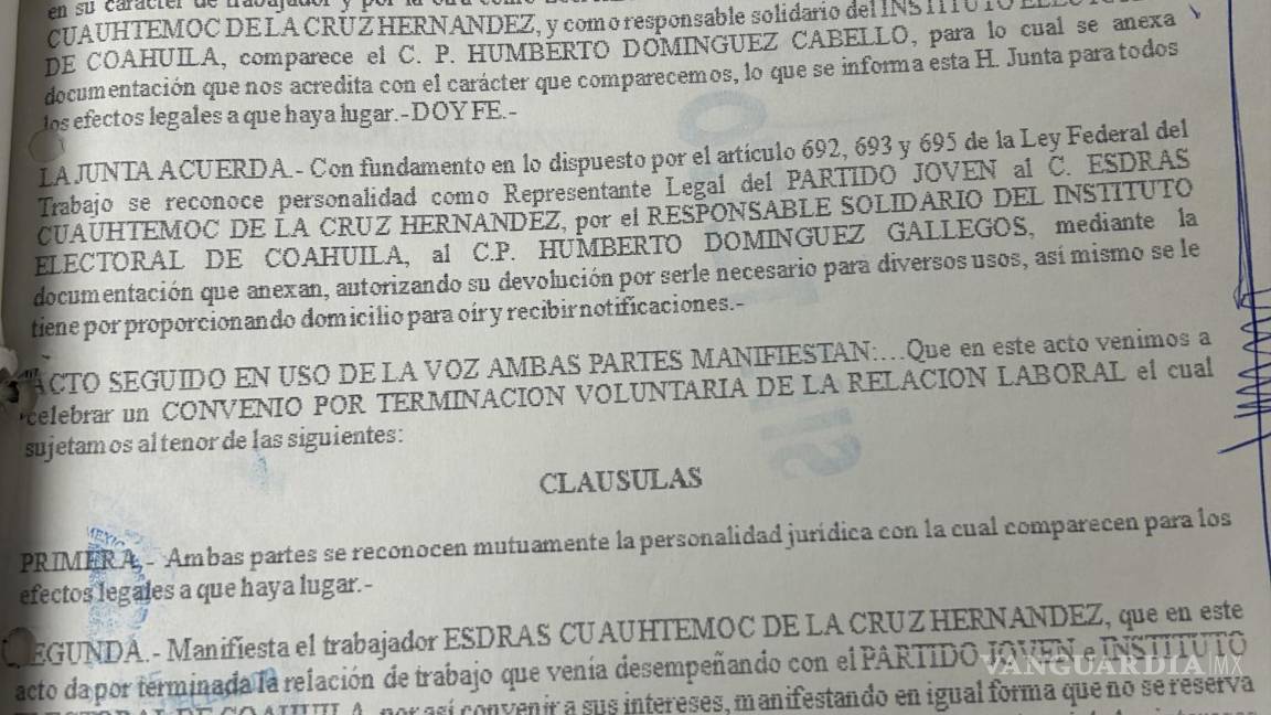 $!En este documento, Esdras Cuauhtémoc de la Cruz aparece como patrón y como empleado a la vez ante la JLCyA.