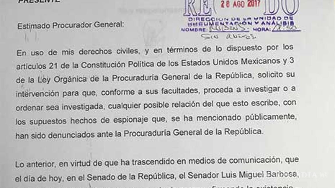$!Moreno Valle pide a PGR le investigue acusación de espionaje