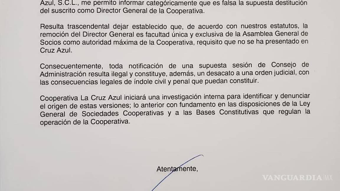 $!Niega Guillermo Álvarez destitución en el cargo de director de Cooperativa Cruz Azul