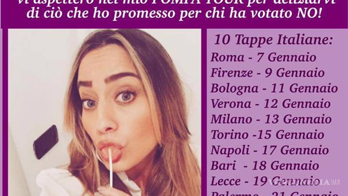 $!Actriz ofreció sexo a quien votara 'NO' en el referendo italiano, ahora cumplirá su promesa