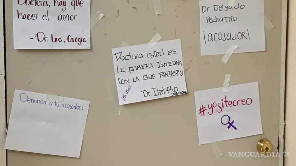 En pleno Día Sin Mujeres en Saltillo aparecen carteles que denuncian actos de acoso en Clínicas del IMSS