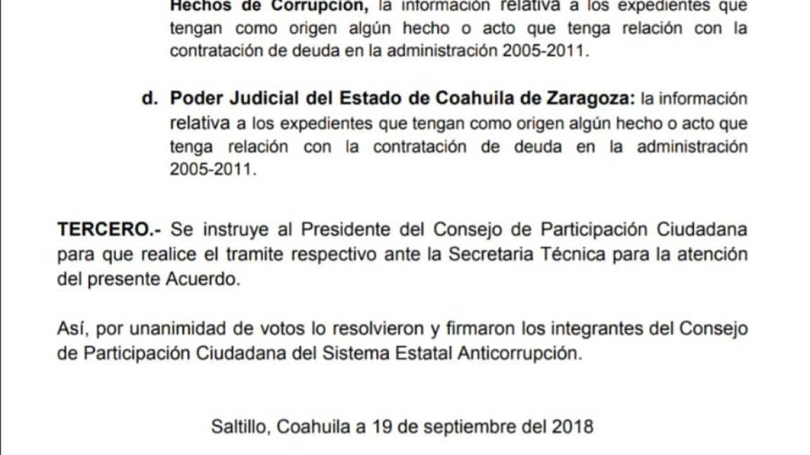$!Exige ONG a SEA de Coahuila informe sobre investigación de megadeuda