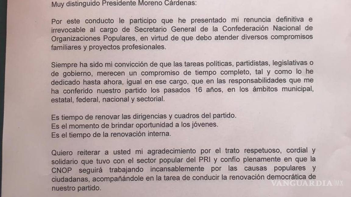 $!Desbandada en el PRI Nacional; ahora renuncia Arturo Zamora a dirigencia de la CNOP