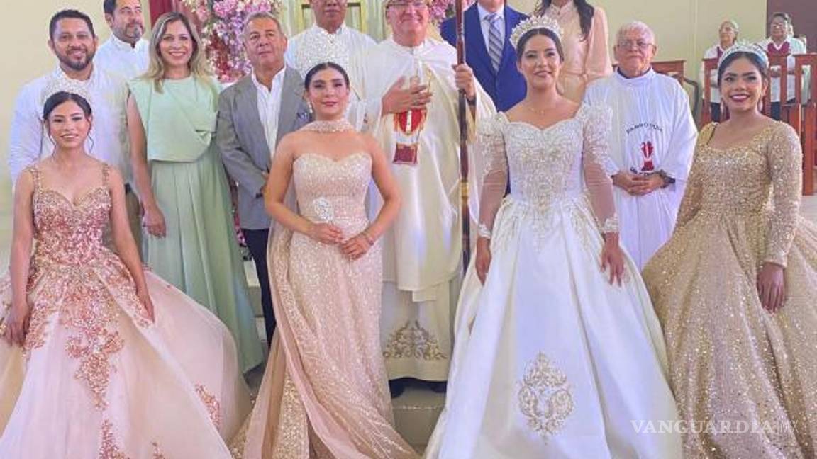 $!Las actuales soberanas junto a autoridades civiles y religiosas tras la misa patronal.