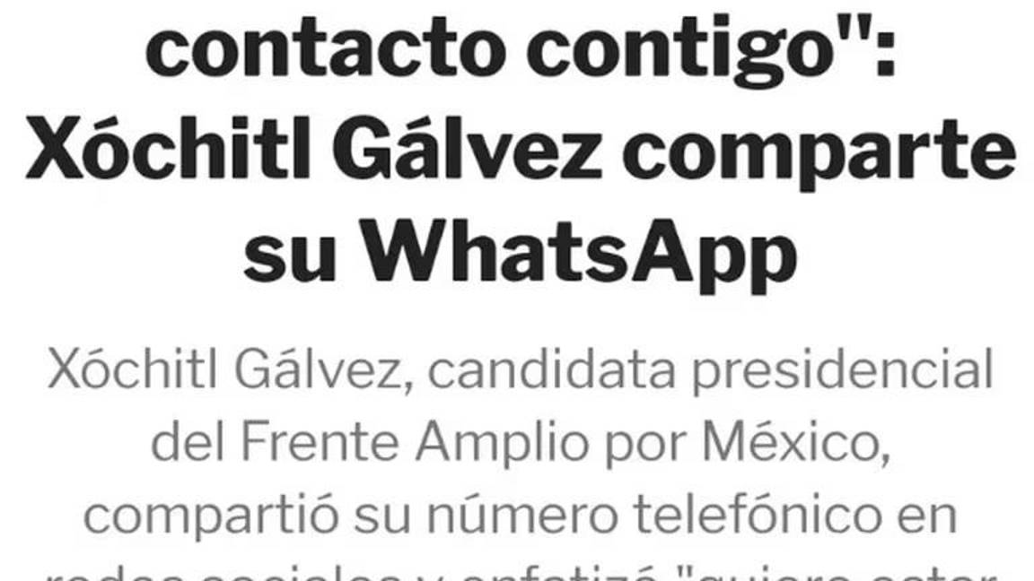 $!Número telefónico de Xóchitl Gálvez es filtrado, acusan a perfil de X cercano a Morena