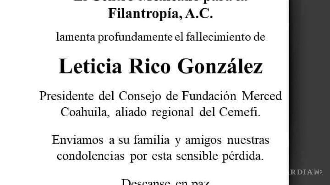 La huella que la filántropa saltillense Leticia Rico deja en Coahuila
