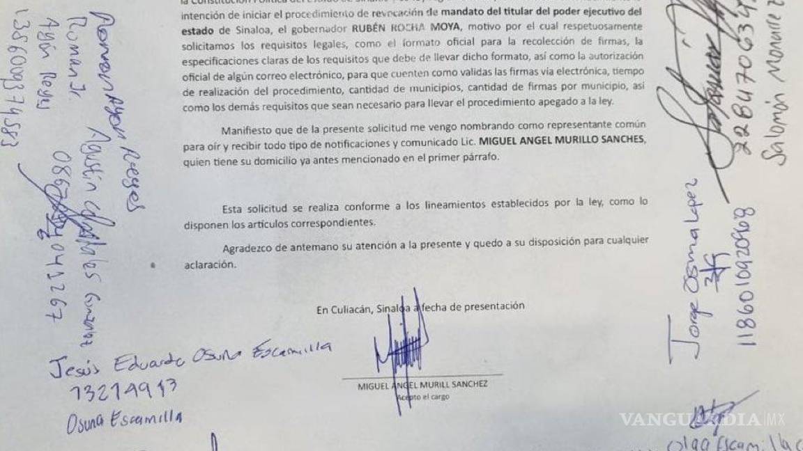 $!Buscan revocación de mandato del gobernador Rubén Rocha Moya en Sinaloa