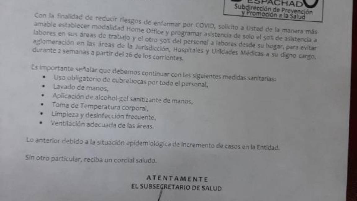 $!Coahuila: Trabajadores de Salud harán home office ante COVID-19; excluyen al ISSSREI y Jurisdicciones