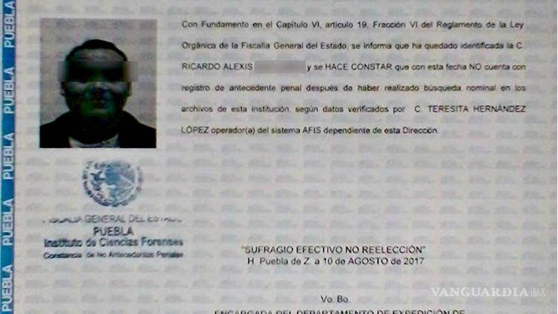 $!Gobierno de Puebla validó sin antecedentes penales a presunto homicida de Mara